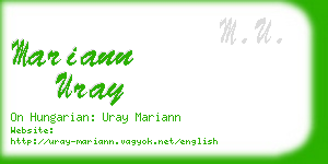 mariann uray business card